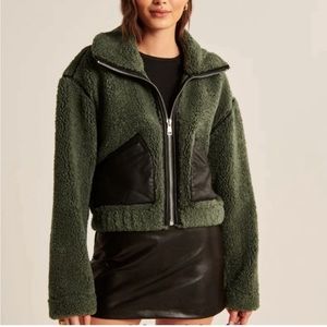 Abercrombie Sherpa jacket with faux leather pockets